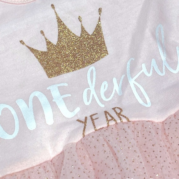 071 Rococo Blush First Birthday Tulle Dress - Picture 4 of 5